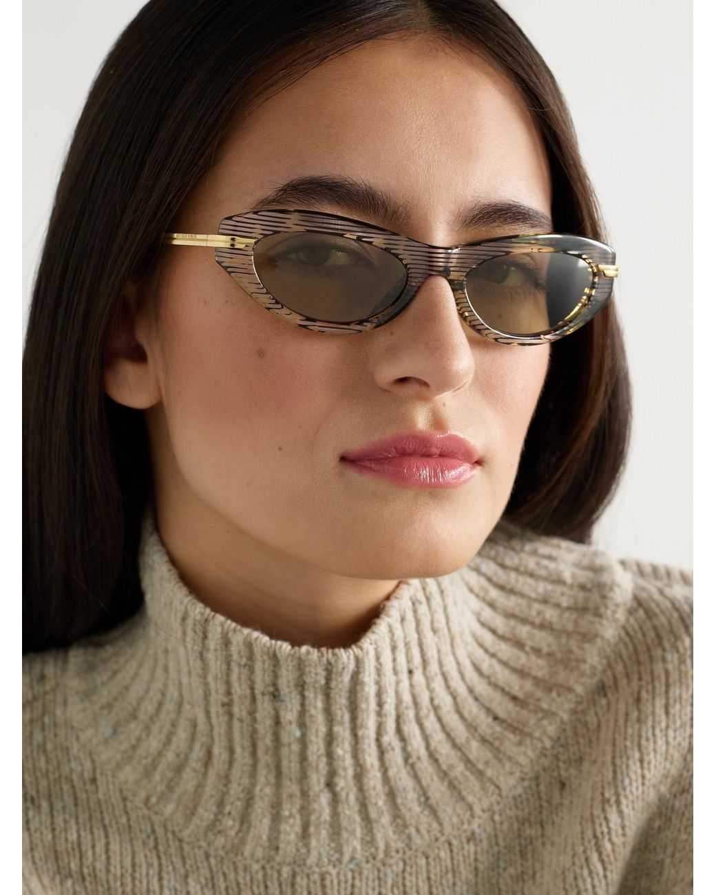 Bottega Veneta Natural Cat-Eye Acetate And-Tone Sunglasses
