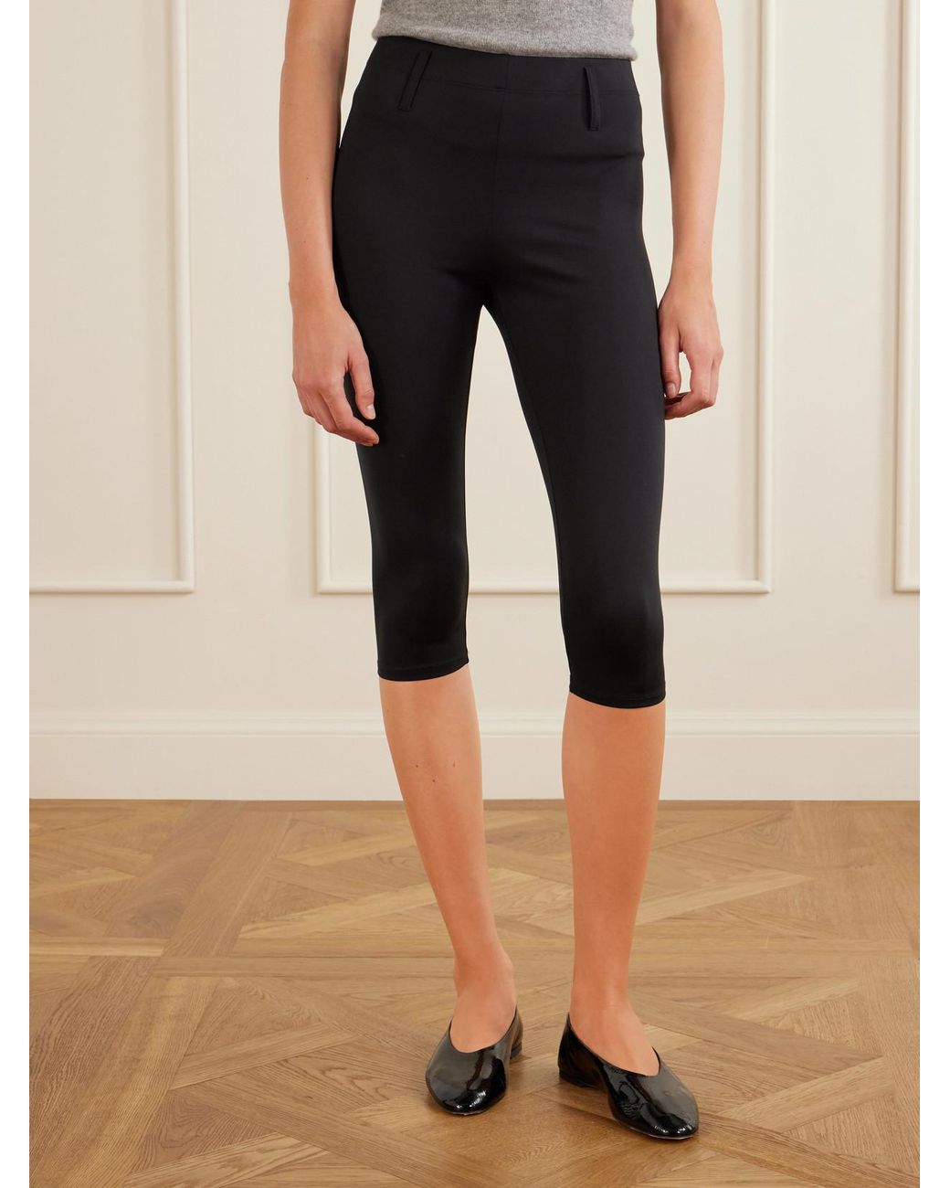 Maria McManus Black Stretch-Knit Capri Leggings