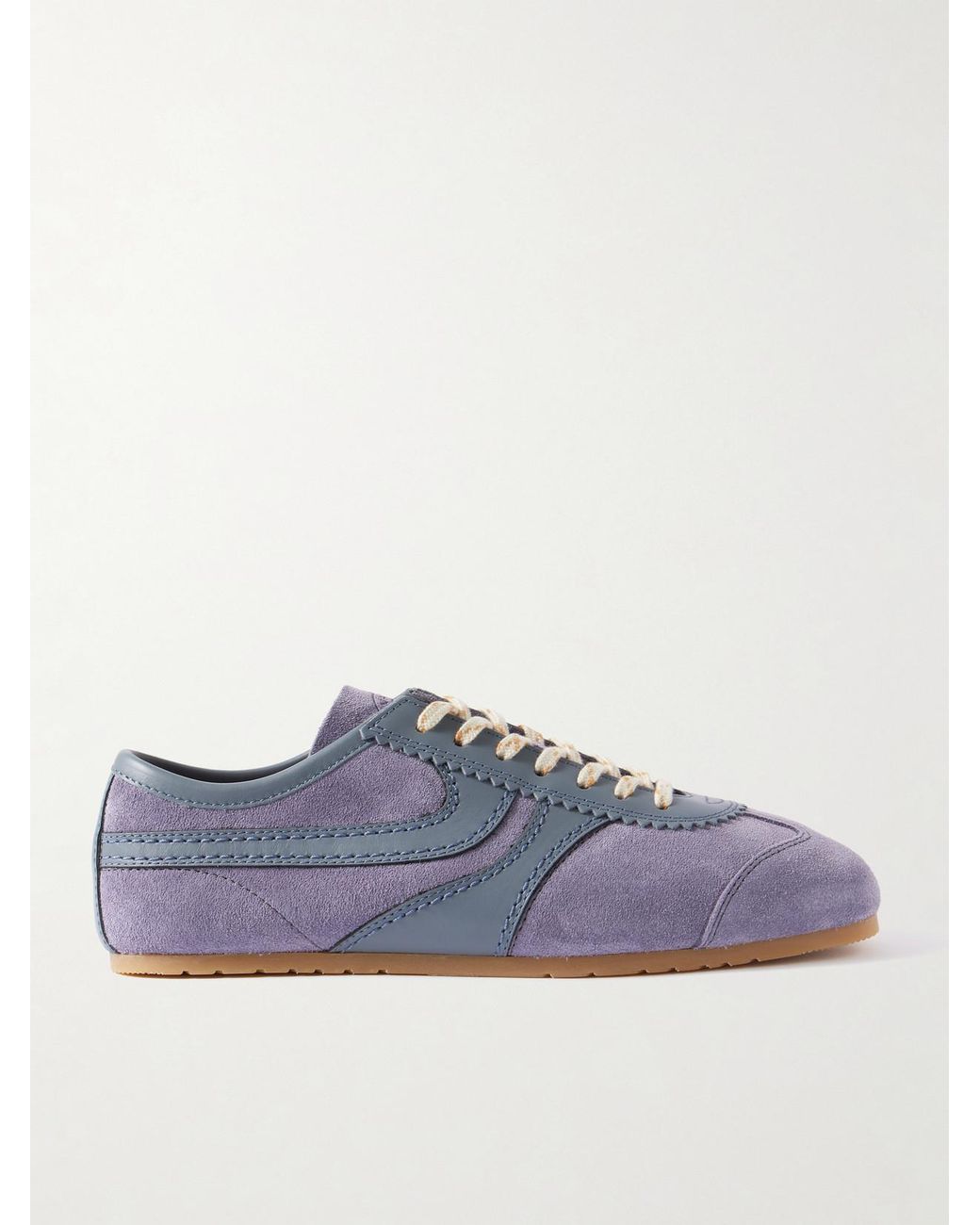 Dries Van Noten Blue Leather-Trimmed Suede Sneakers
