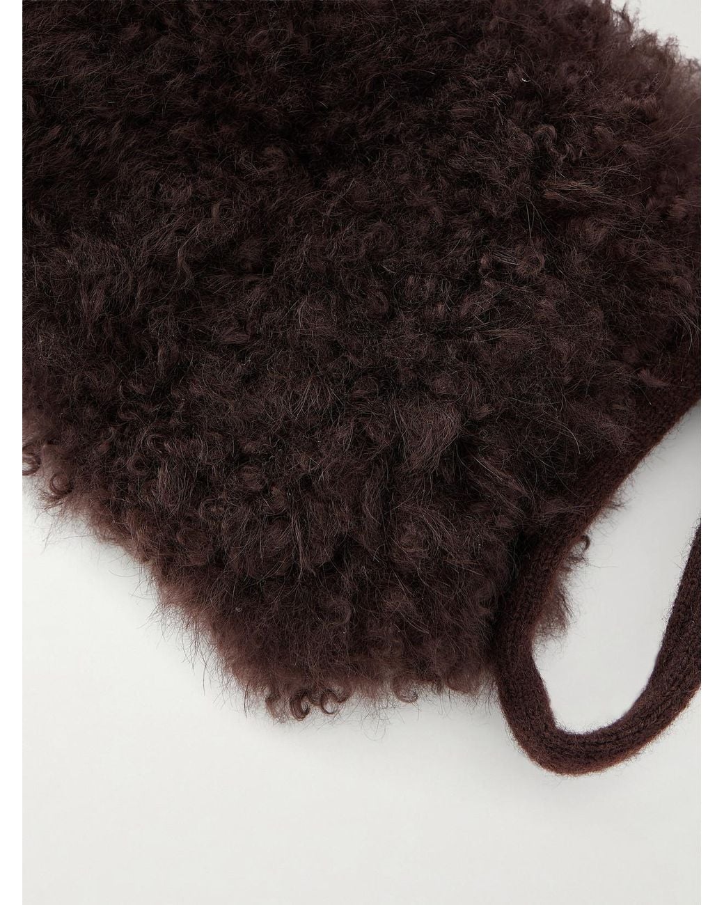 Yves Salomon Black Wool-Trimmed Shearling Collar