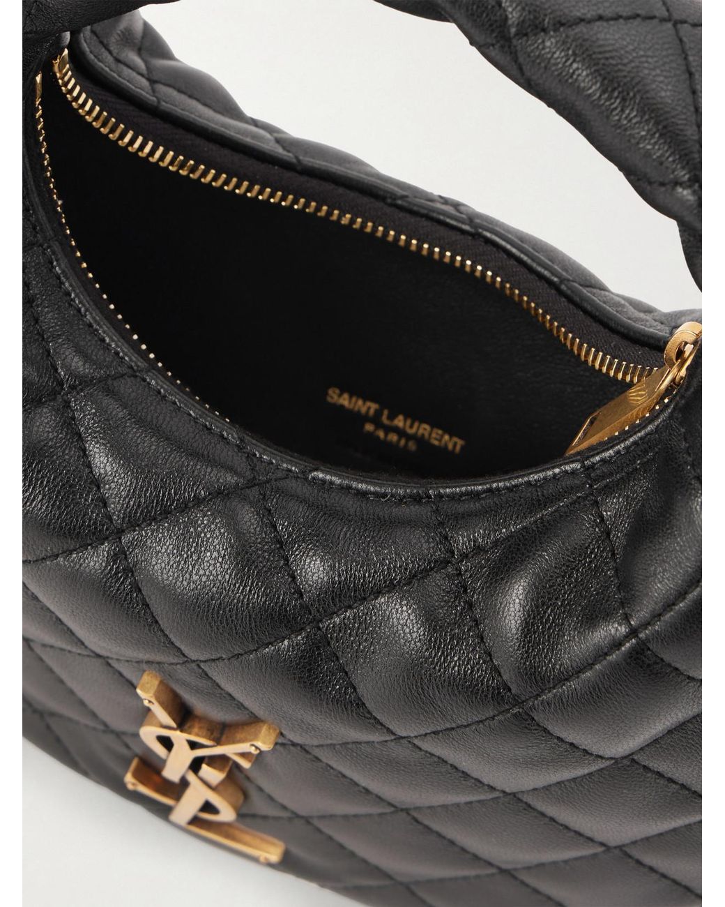 Saint Laurent Black Icarino Mini Matelassé Leather Top-Handle Bag