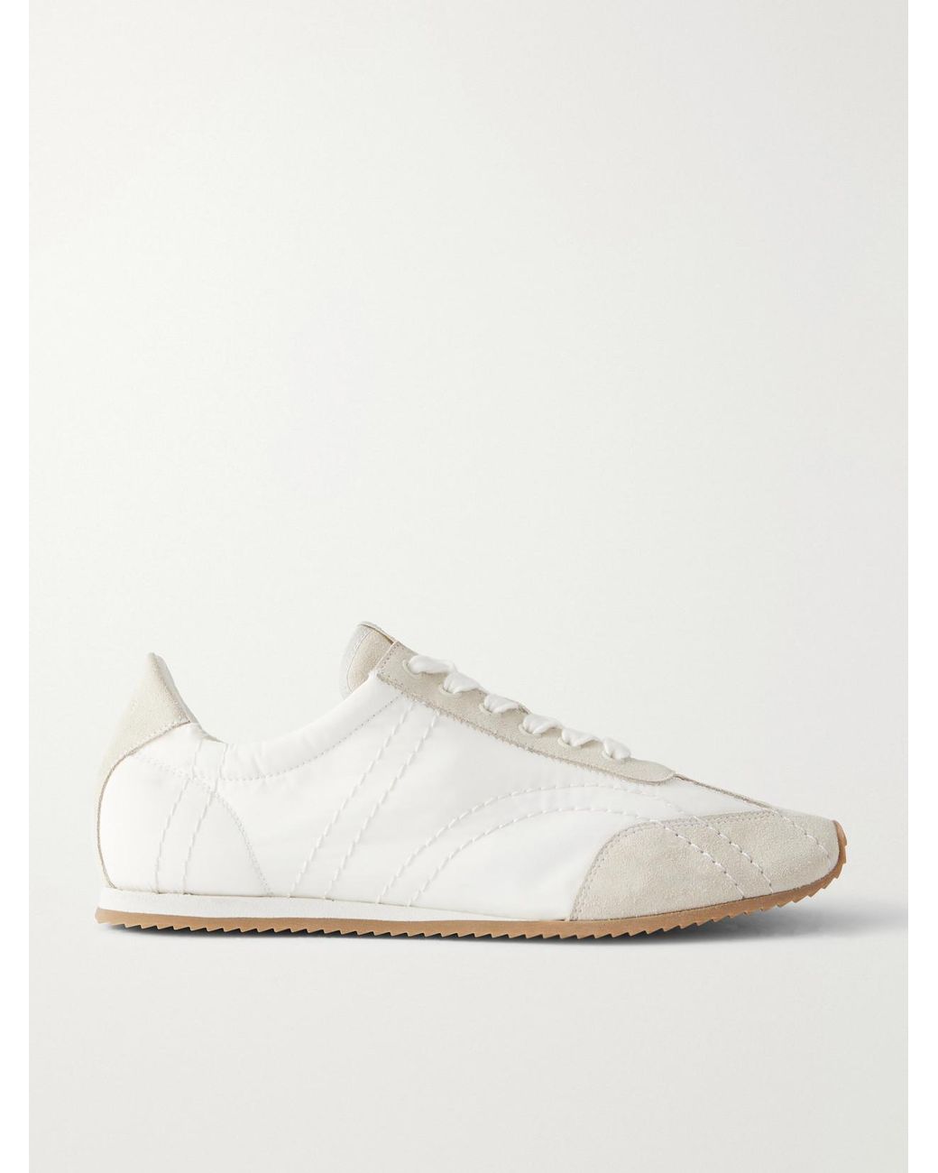 Totême White Flex Suede-Trimmed Shell Sneakers
