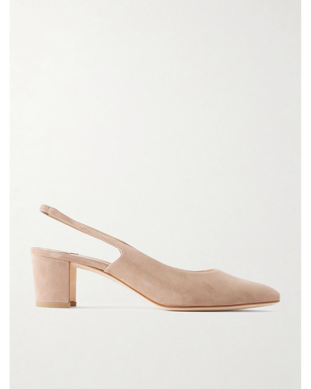 Manolo Blahnik Natural Allurasan 50 Suede Slingback Pumps