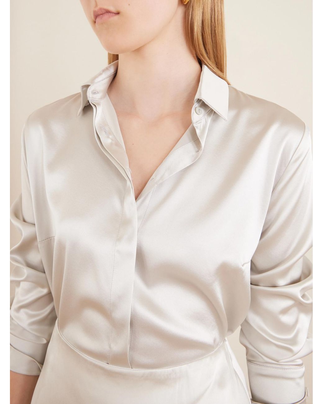 The Park White Bonnie Silk-Blend Shirt