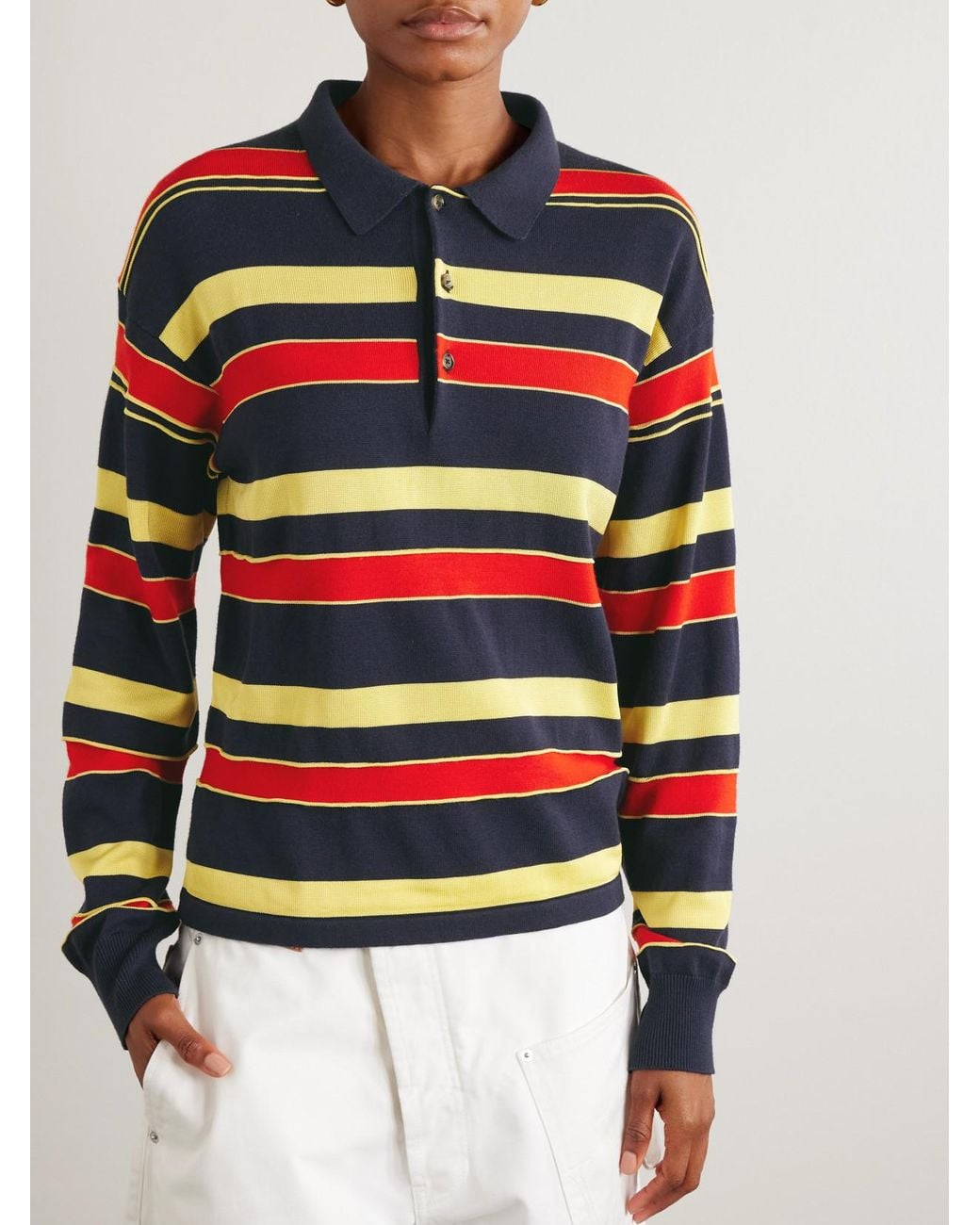 J.W. Anderson Multicolor Embroidered Striped Cotton And Wool-Blend Polo Shirt