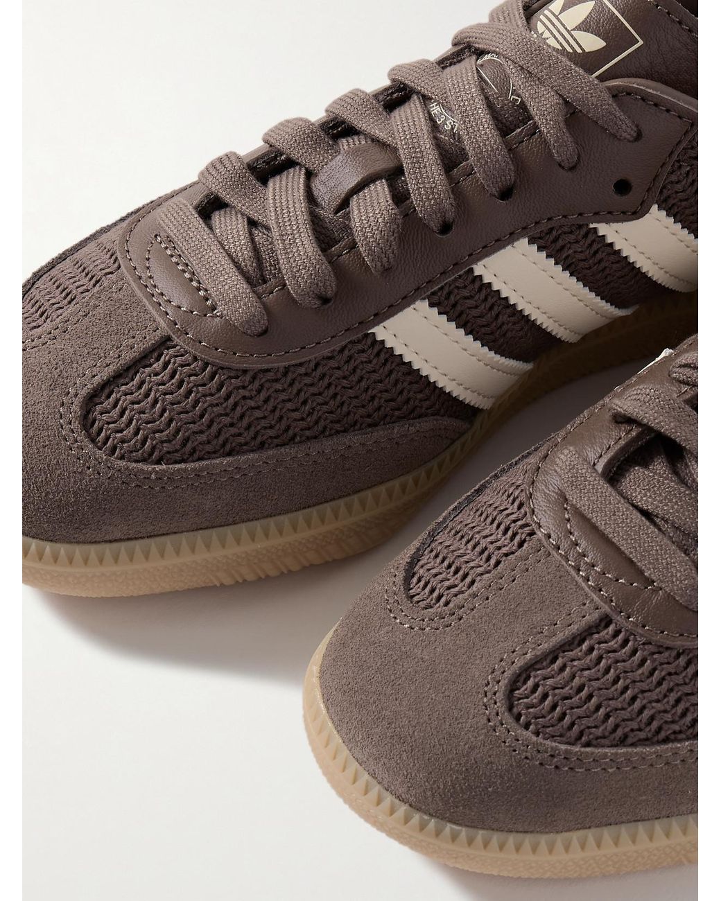 adidas Originals Samba Og Leather And Suede-Trimmed Crochet Sneakers in Brown | Lyst adidas Originals Samba Og Leather And Suede-Trimmed Crochet Sneakers in Brown | Lyst