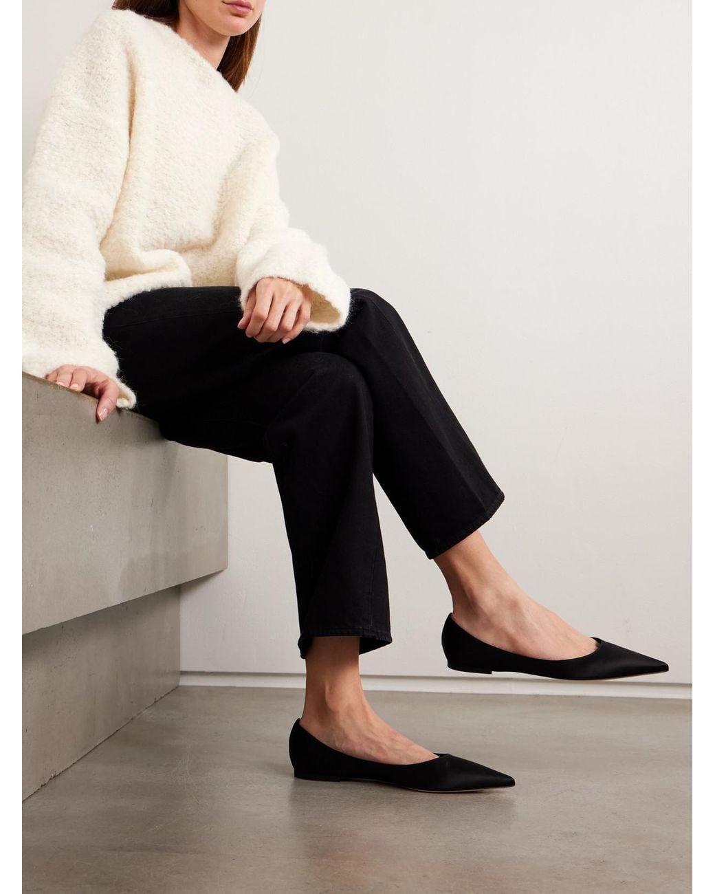 Jimmy Choo White Love Satin Flats