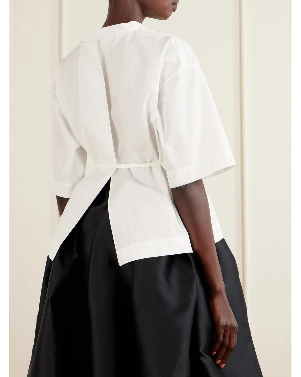 Calvin Klein White Lynn Cotton-Poplin Wrap Blouse