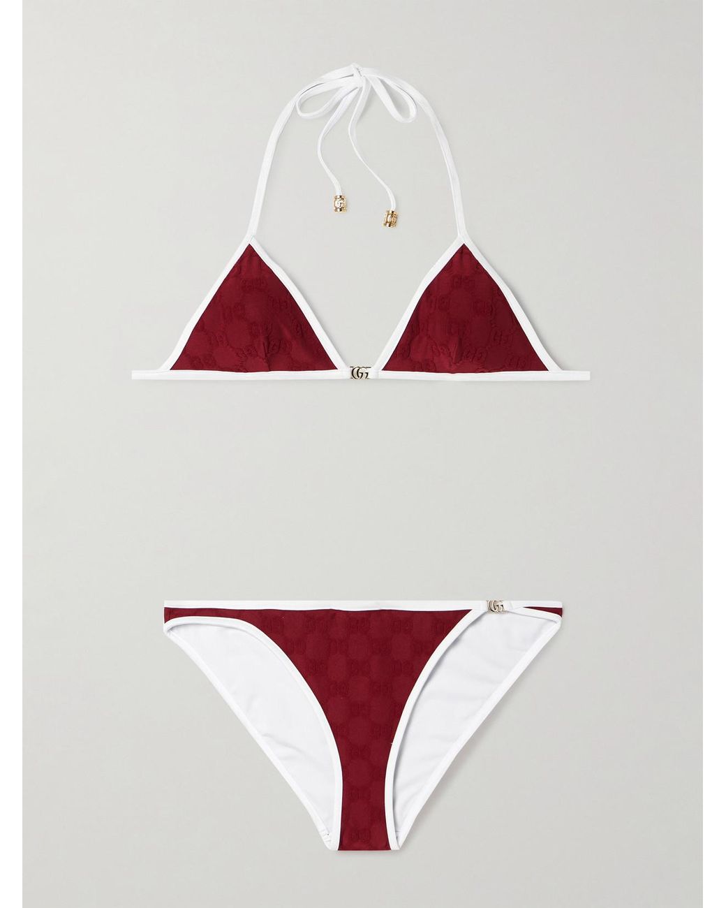 Gucci Embellished Flocked Bikini in Red | Lyst