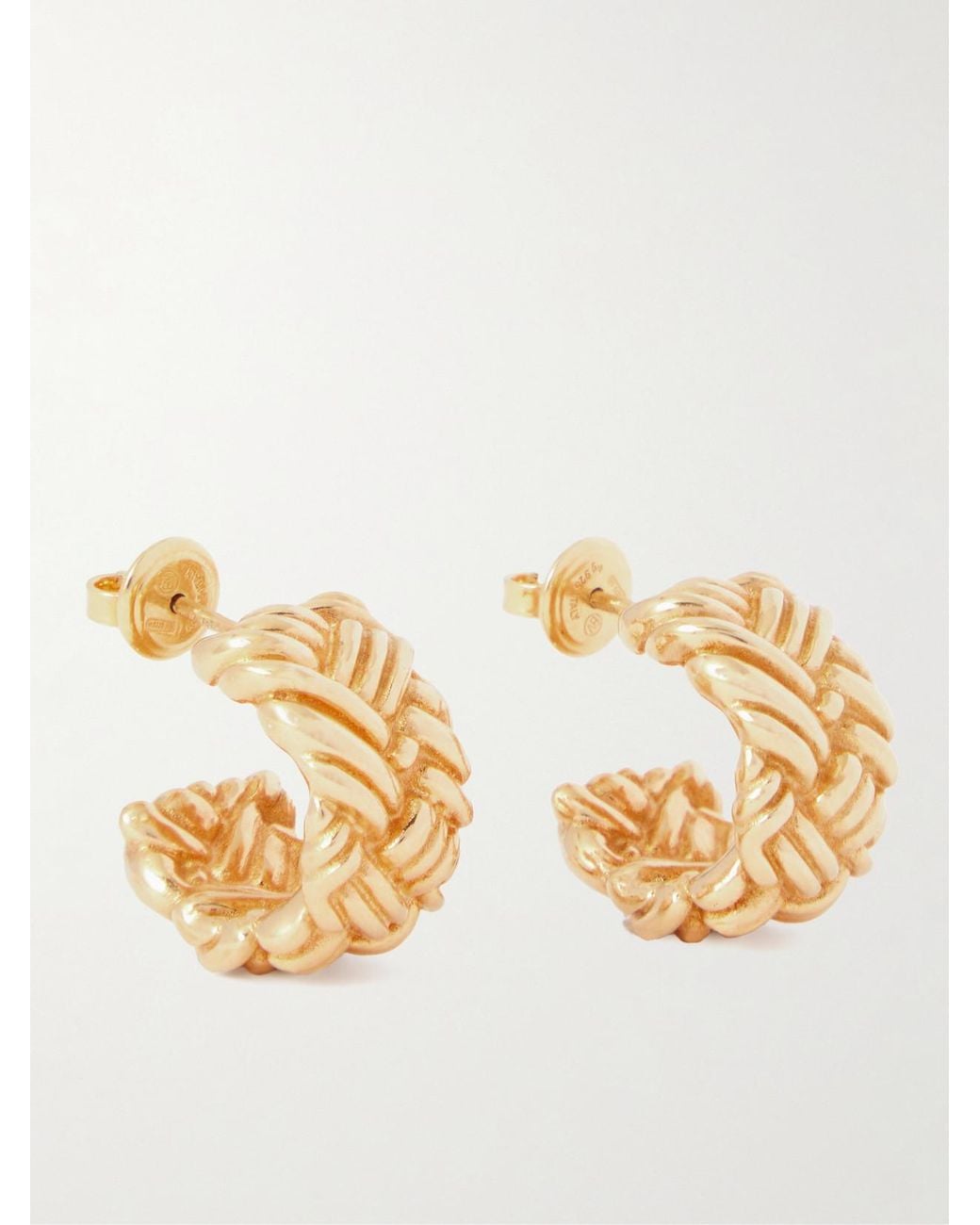 Bottega Veneta Metallic Intrecciato-Plated Earrings