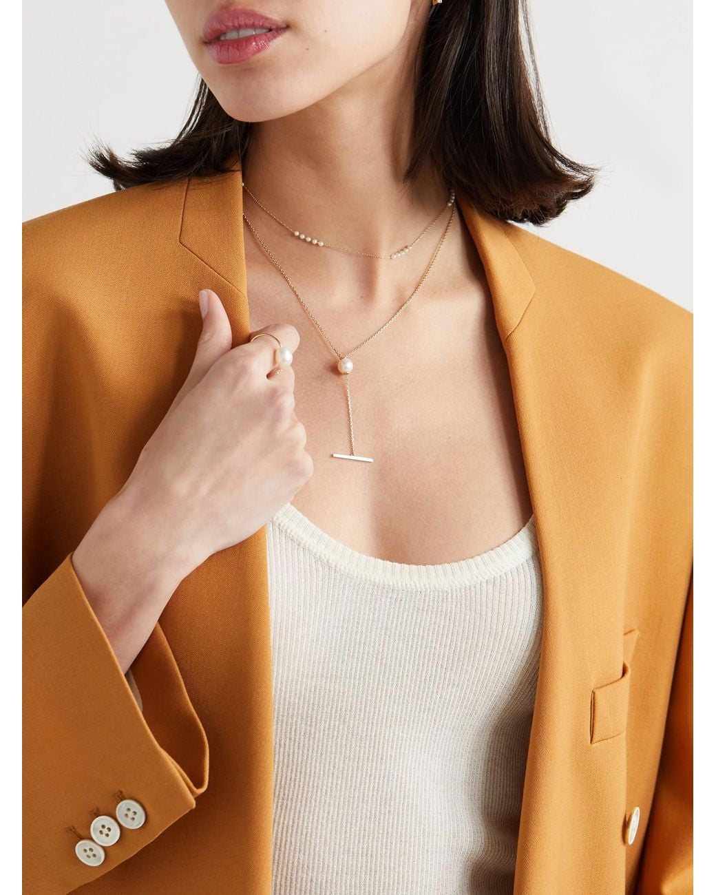 Mizuki Natural 14-Karat Pearl Necklace