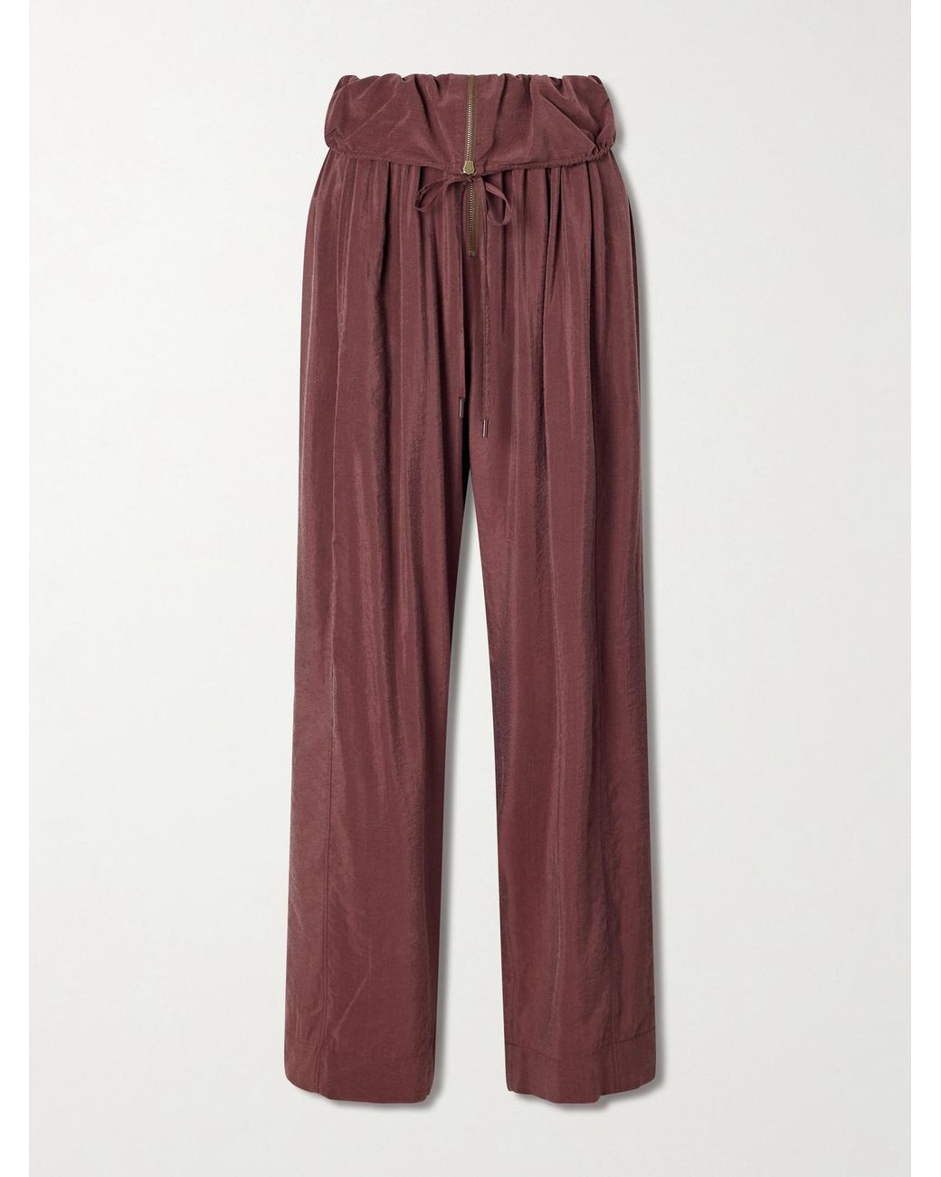 Chloé Red Silk-Blend Wide-Leg Pants
