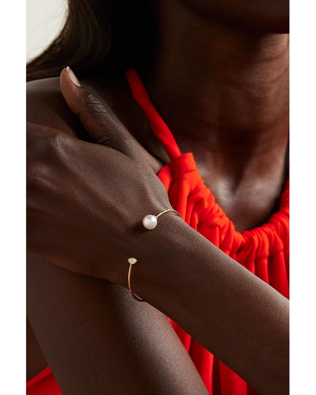 Mizuki Natural 14-Karat, Pearl And Diamond Cuff