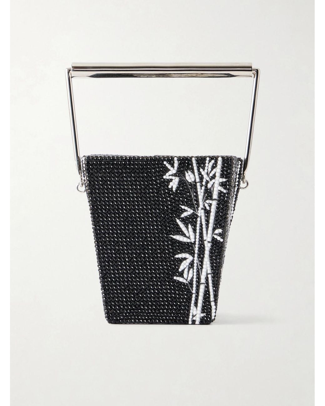 Judith Leiber White Bamboo Take Away Cup Crystal-Embellished-Tone Clutch