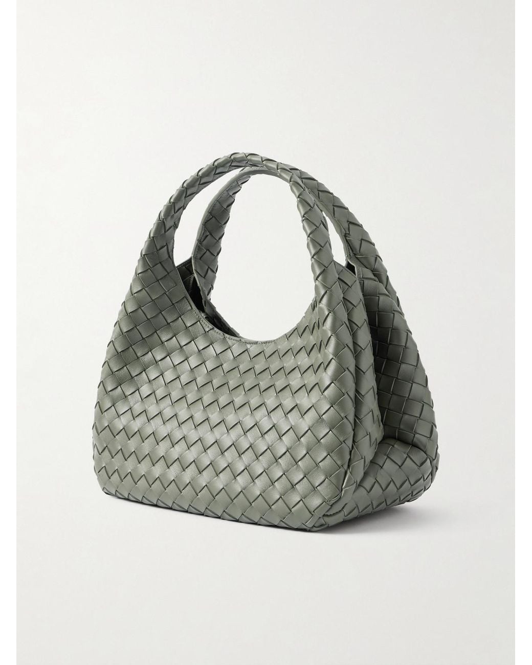 Bottega Veneta Gray Campana Intrecciato Leather Shoulder Bag