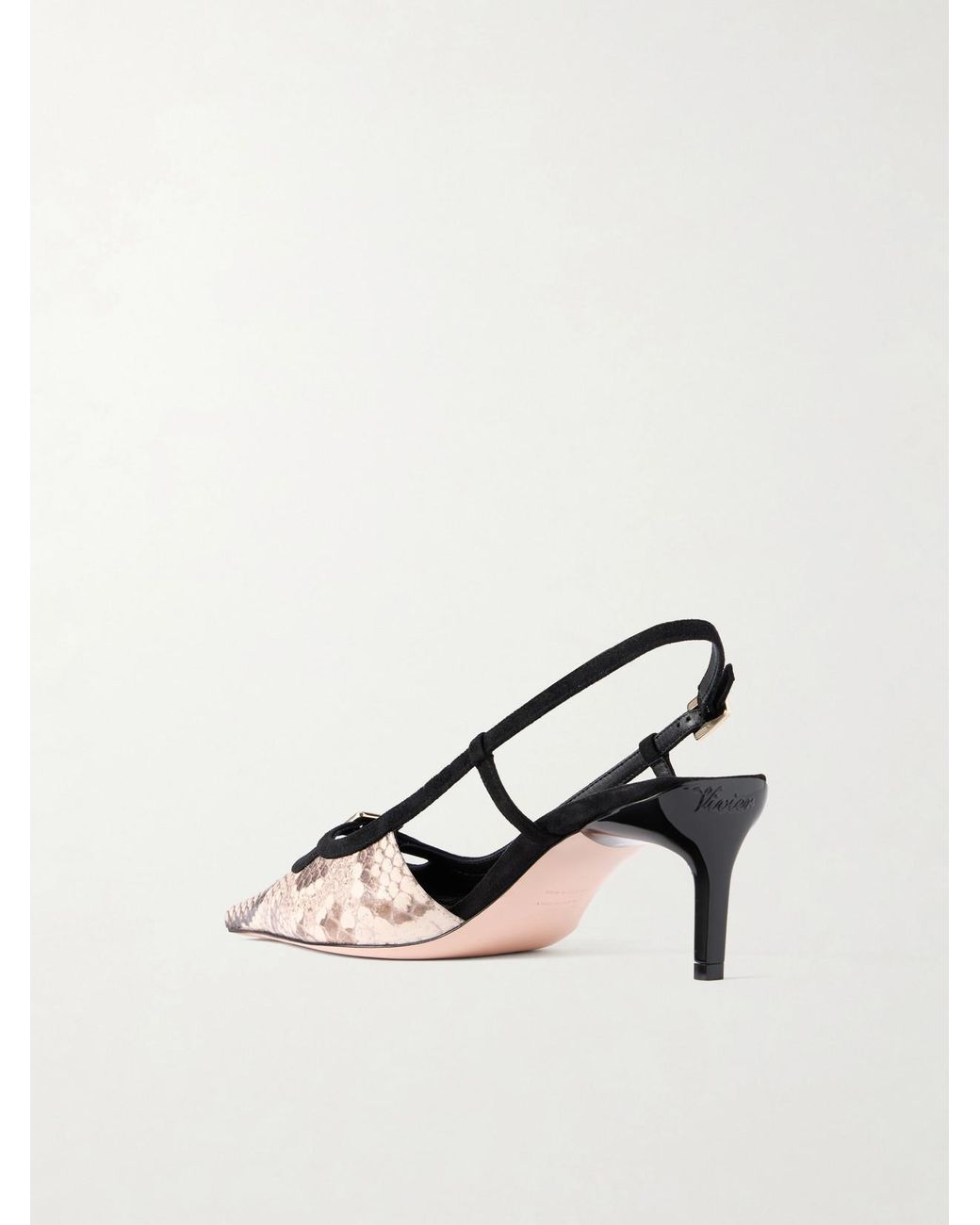 Roger Vivier Natural Snake-Effect 55 Leather Slingback Pumps