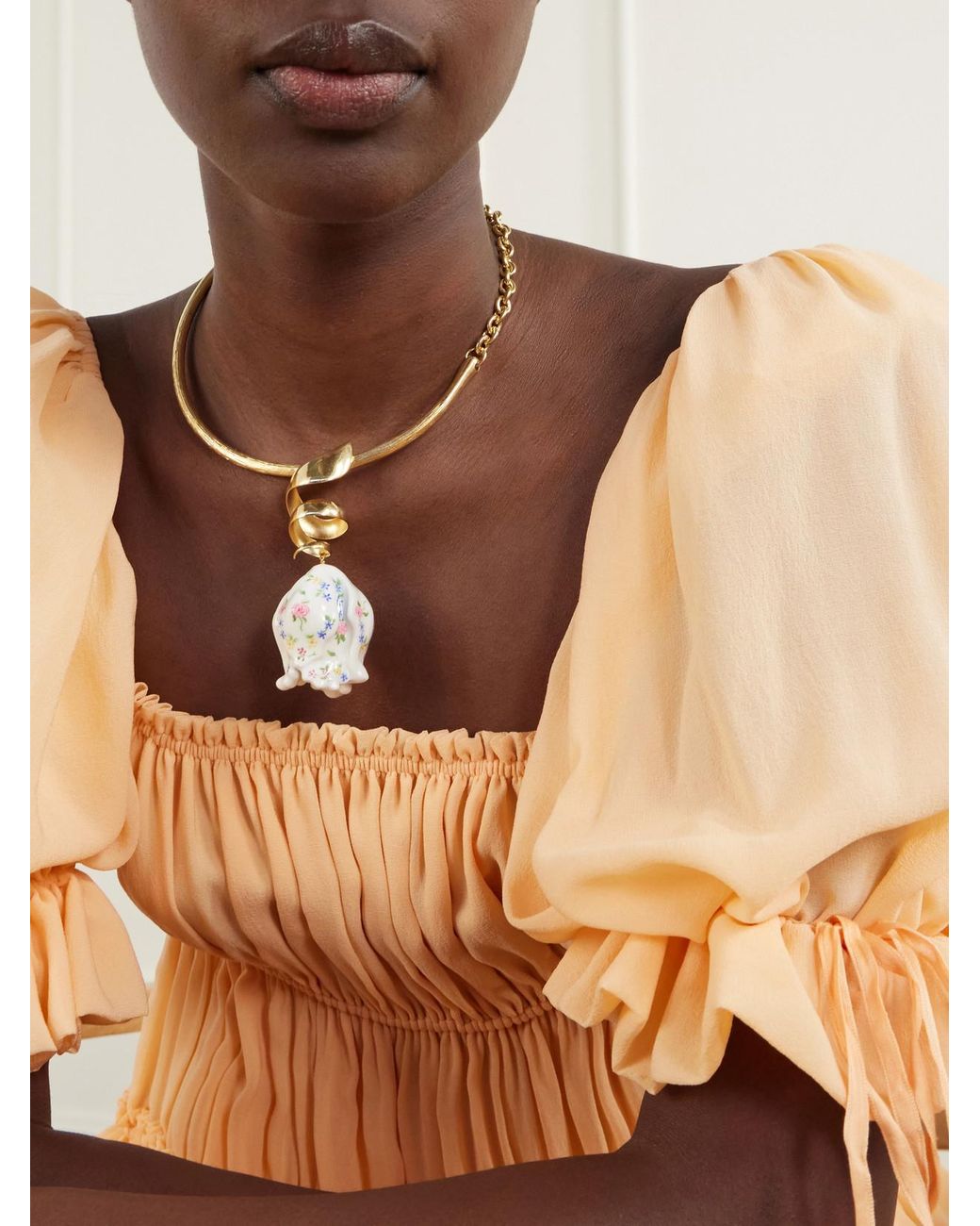 Chloé White Embellished-Tone Necklace