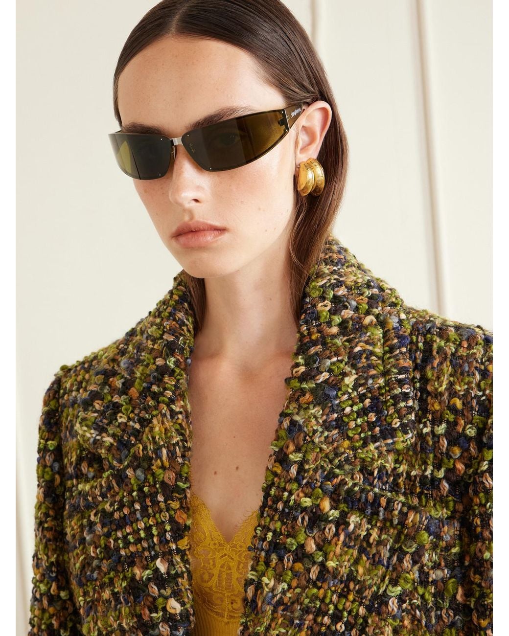 Saint Laurent Green Sl 963 Square-Frame-Tone Sunglasses