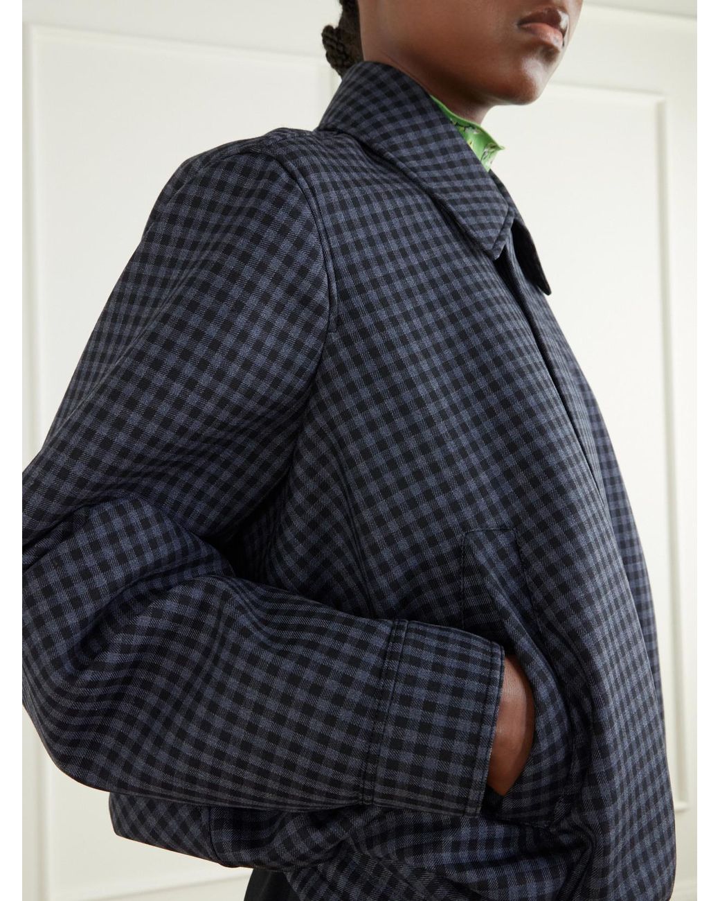 Loewe Blue Checked Wool-Blend Jacket