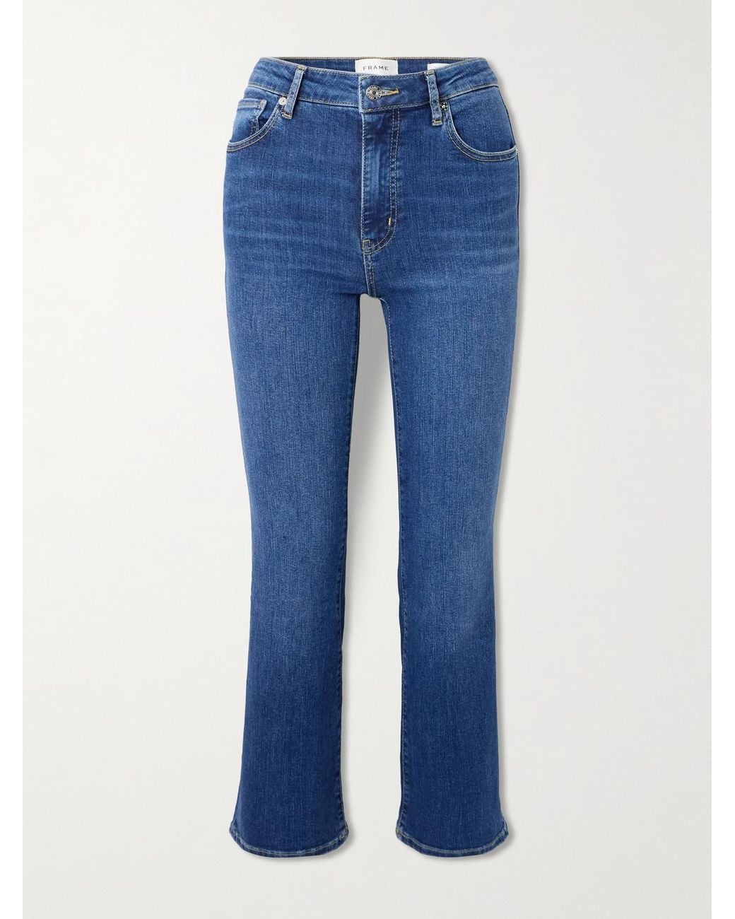 FRAME Blue The Reboot Crop High-Rise Tapered Jeans