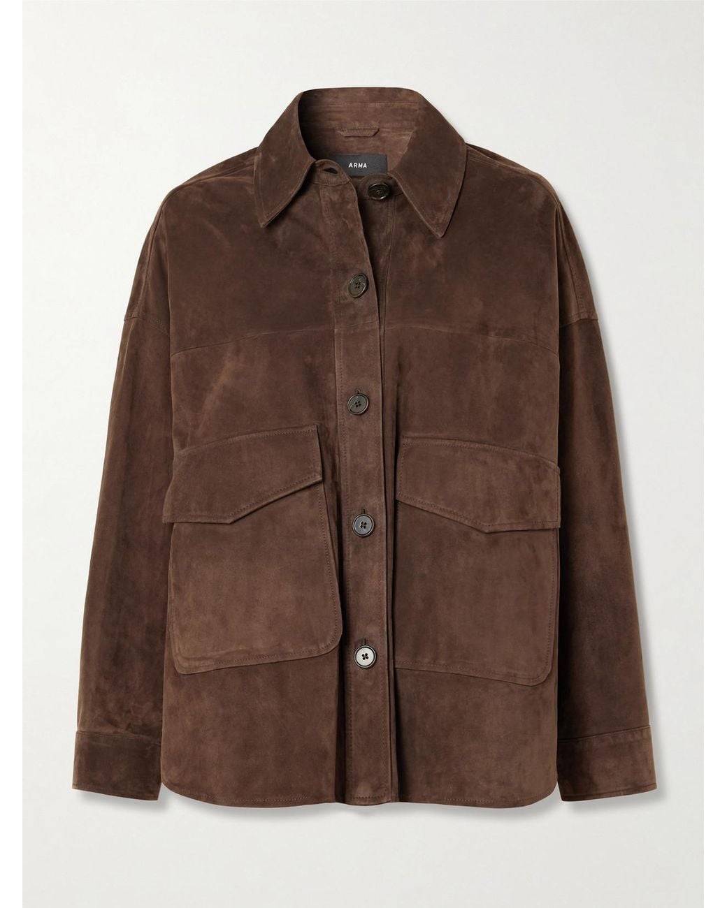 Arma Brown Kaylee Oversized Paneled Suede Jacket