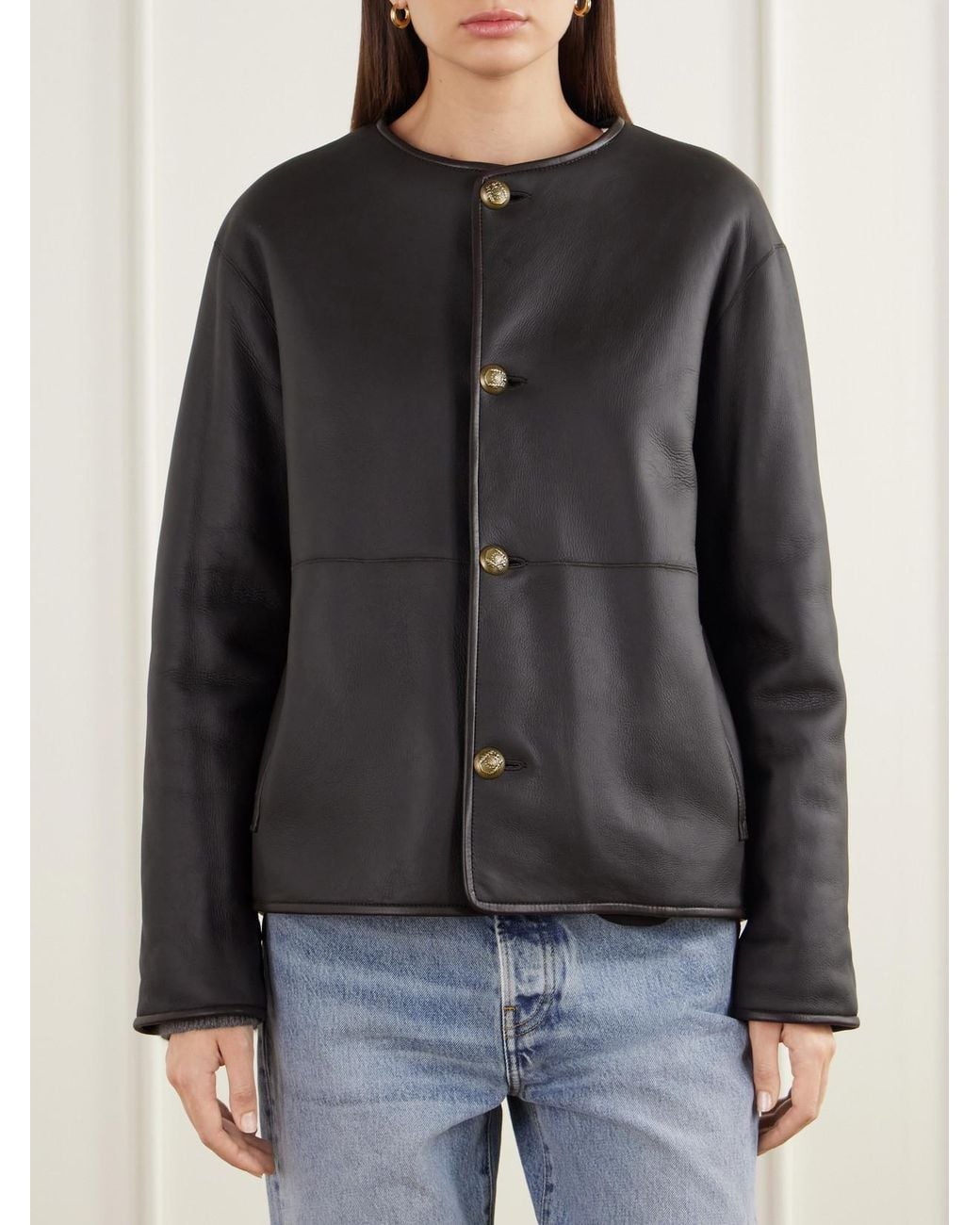Arma Black Gloria Reversible Shearling And Leather Jacket