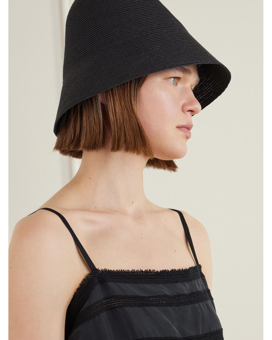 Totême Black Raffia-Like Sunhat