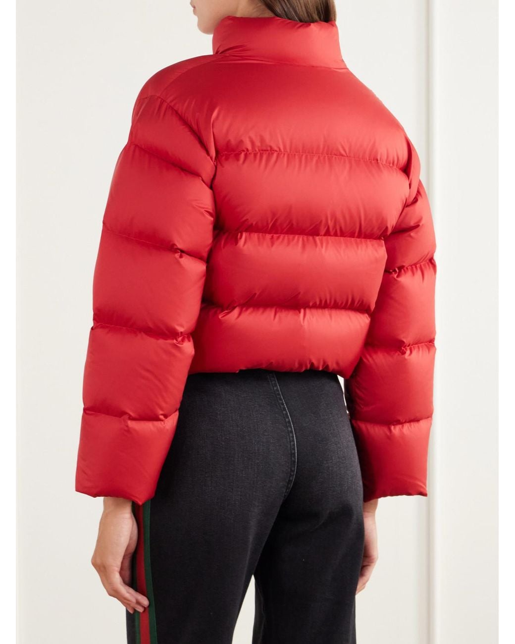 Gucci Red Cropped Shell Down Jacket