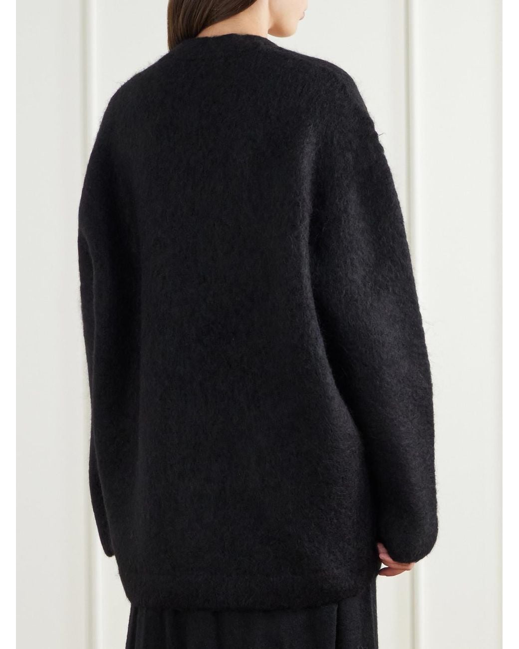 Lauren Manoogian Black Brushed Alpaca, Pima Cotton And Merino Wool-Blend Cardigan