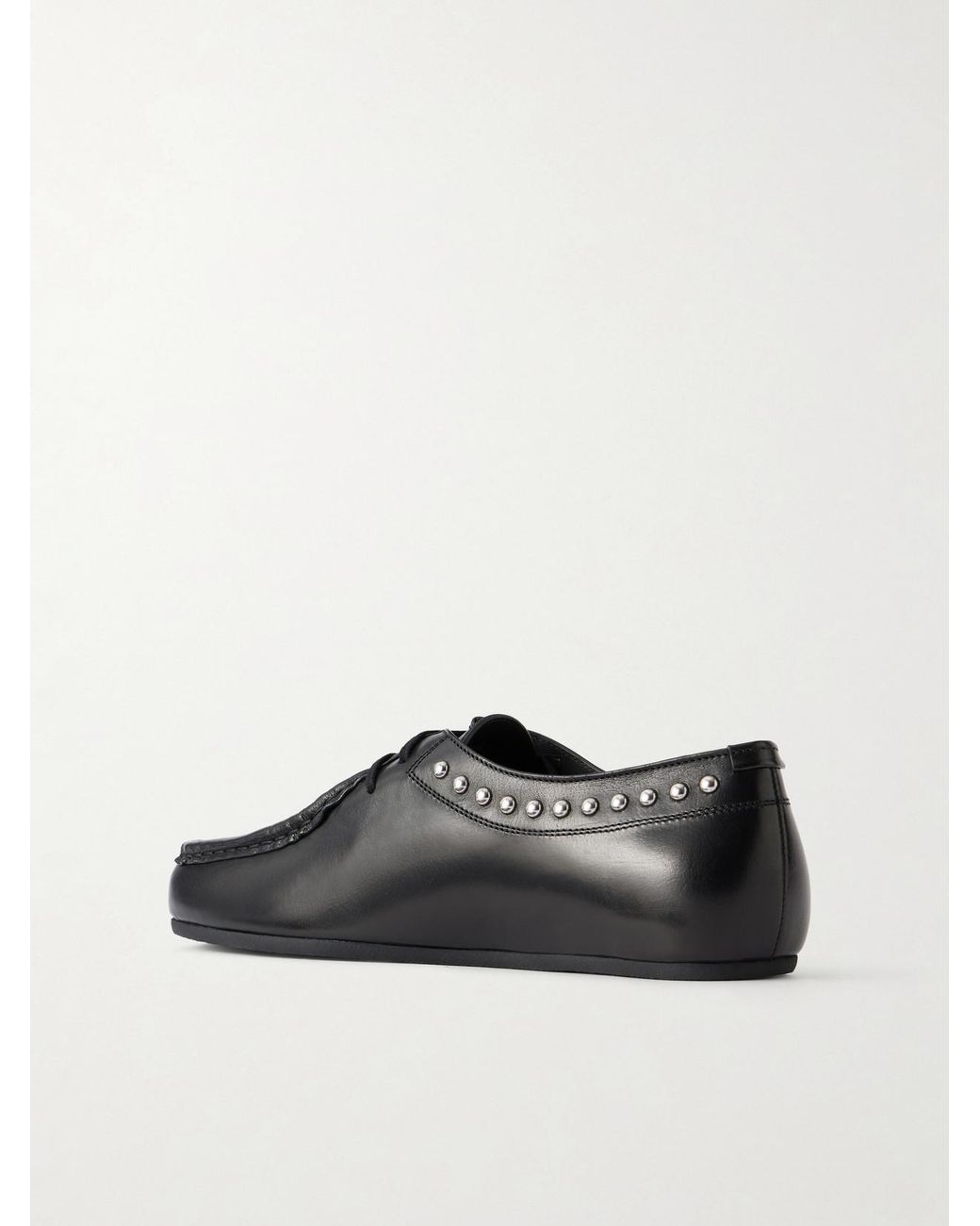 Jil Sander Black Hood Studded Leather Loafers