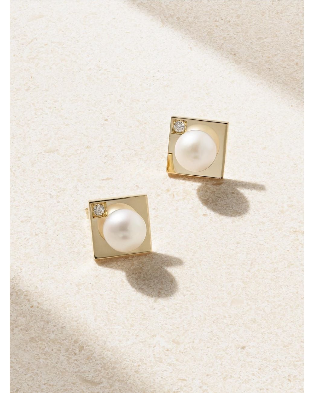 Mizuki Natural 14-Karat, Diamond And Pearl Earrings