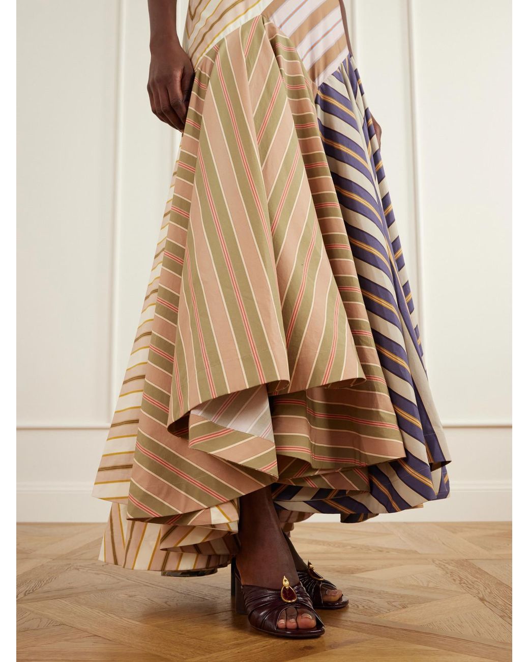 Zimmermann White Clash Striped Cotton-Poplin Maxi Dress