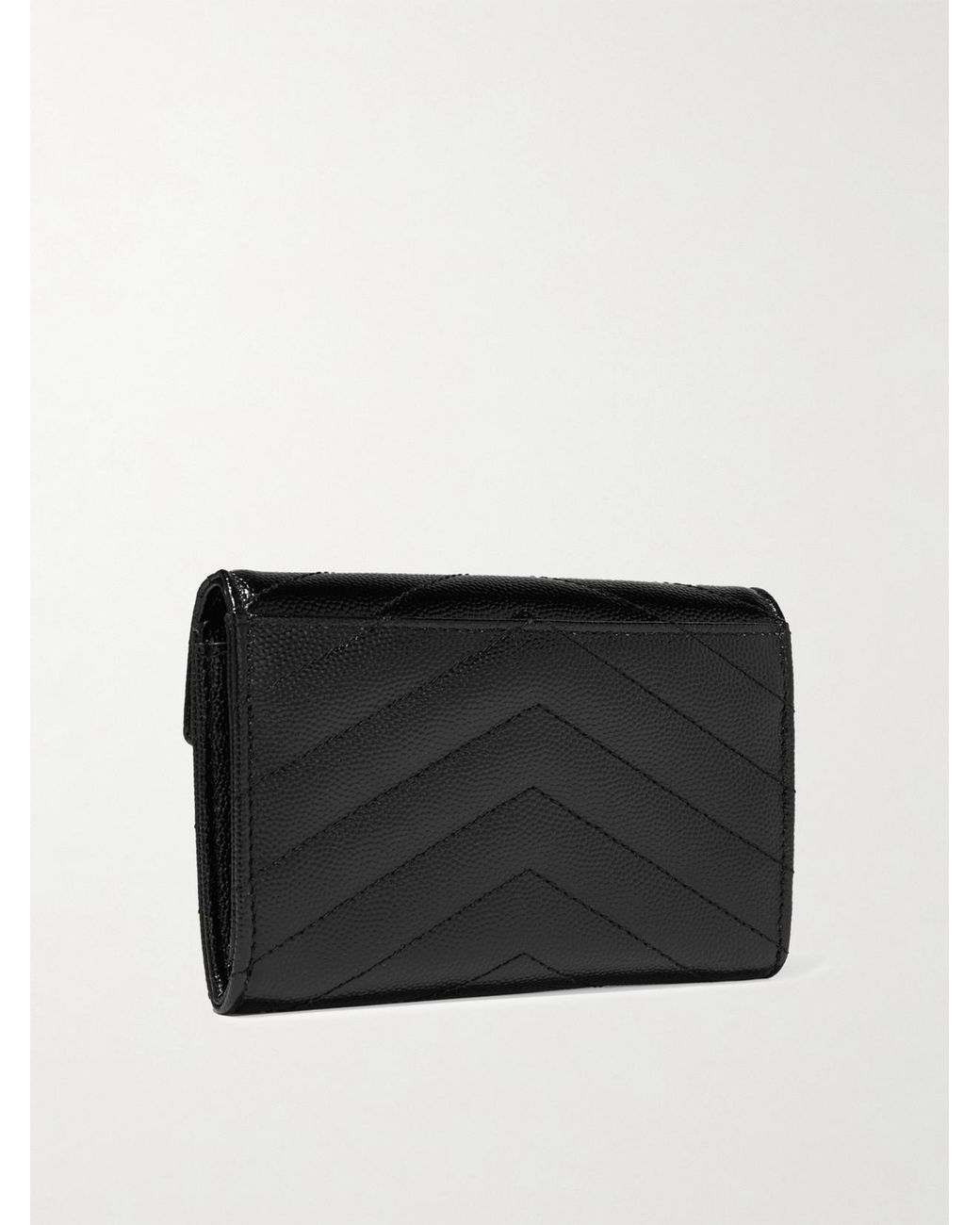 Saint Laurent Black Monogramme Envelope Quilted Textured-Leather Wallet