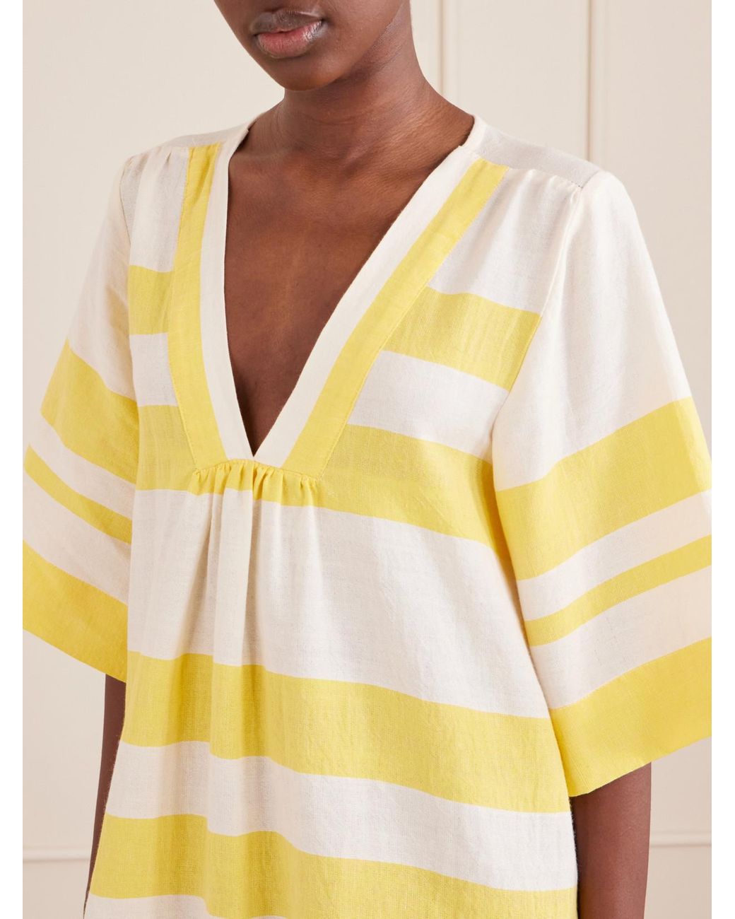 Lemlem Yellow Belkis Striped Cotton Kaftan