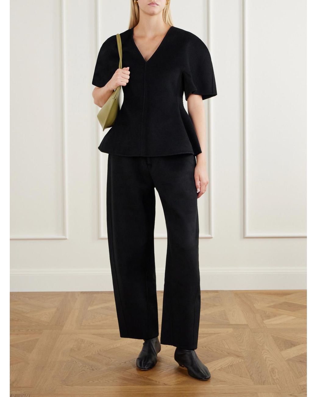 Lisa Yang Black Wool And Cashmere-Blend Blouse