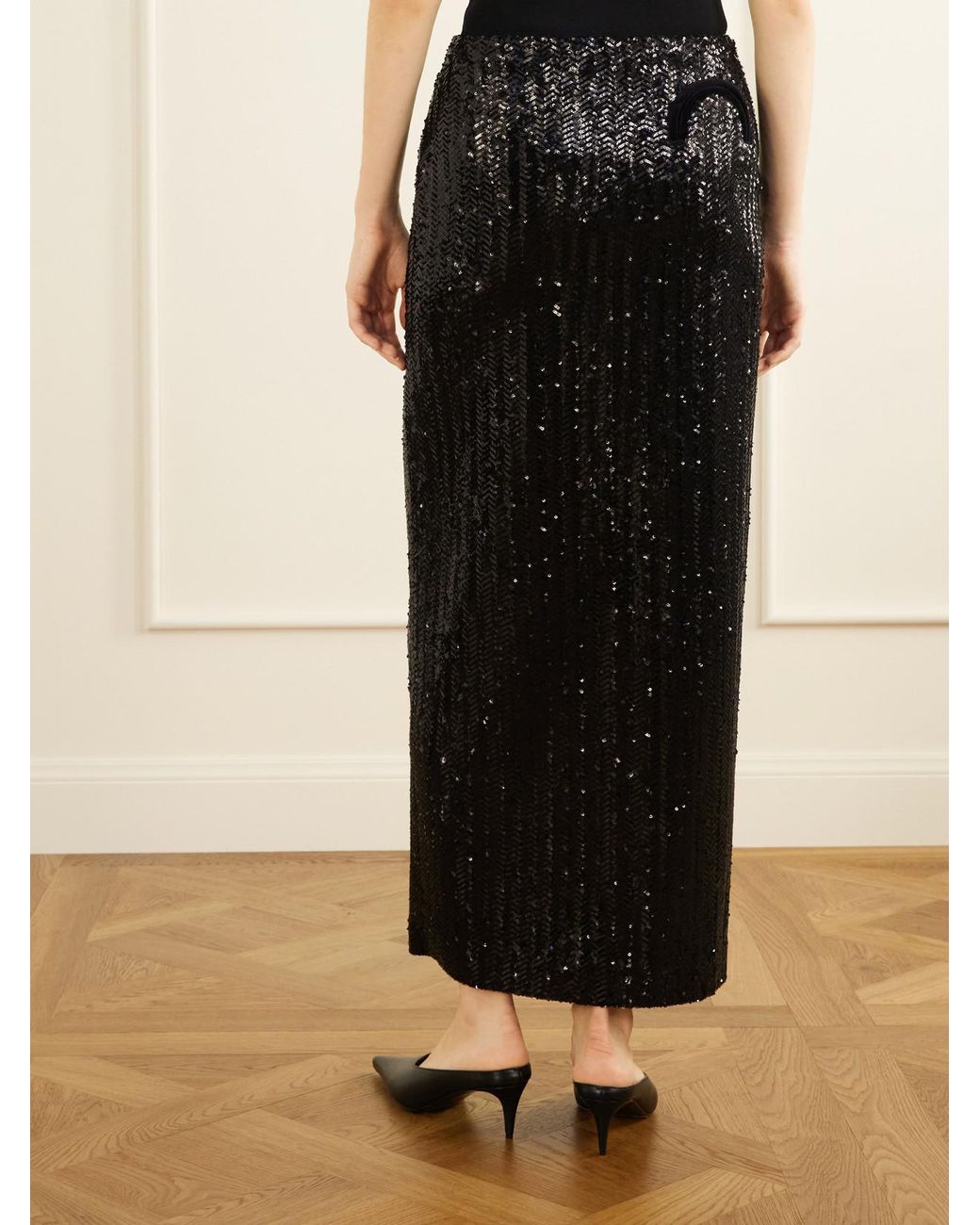 Blazé Milano Black All About You Malaya Sequin-Embellished Maxi Skirt