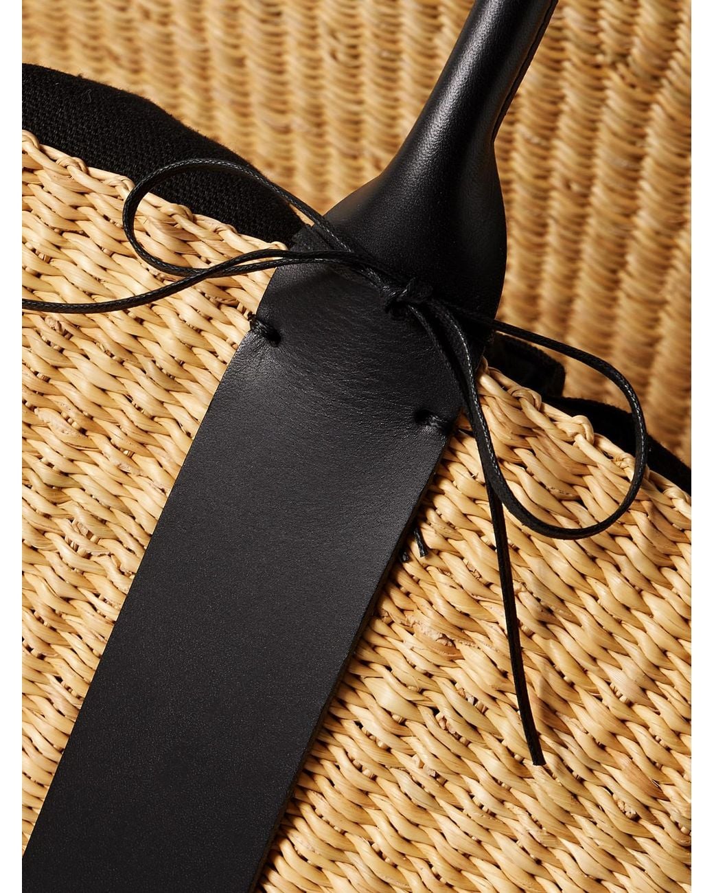Muuñ Natural Sophie Maxi Leather-Trimmed Woven Straw Tote