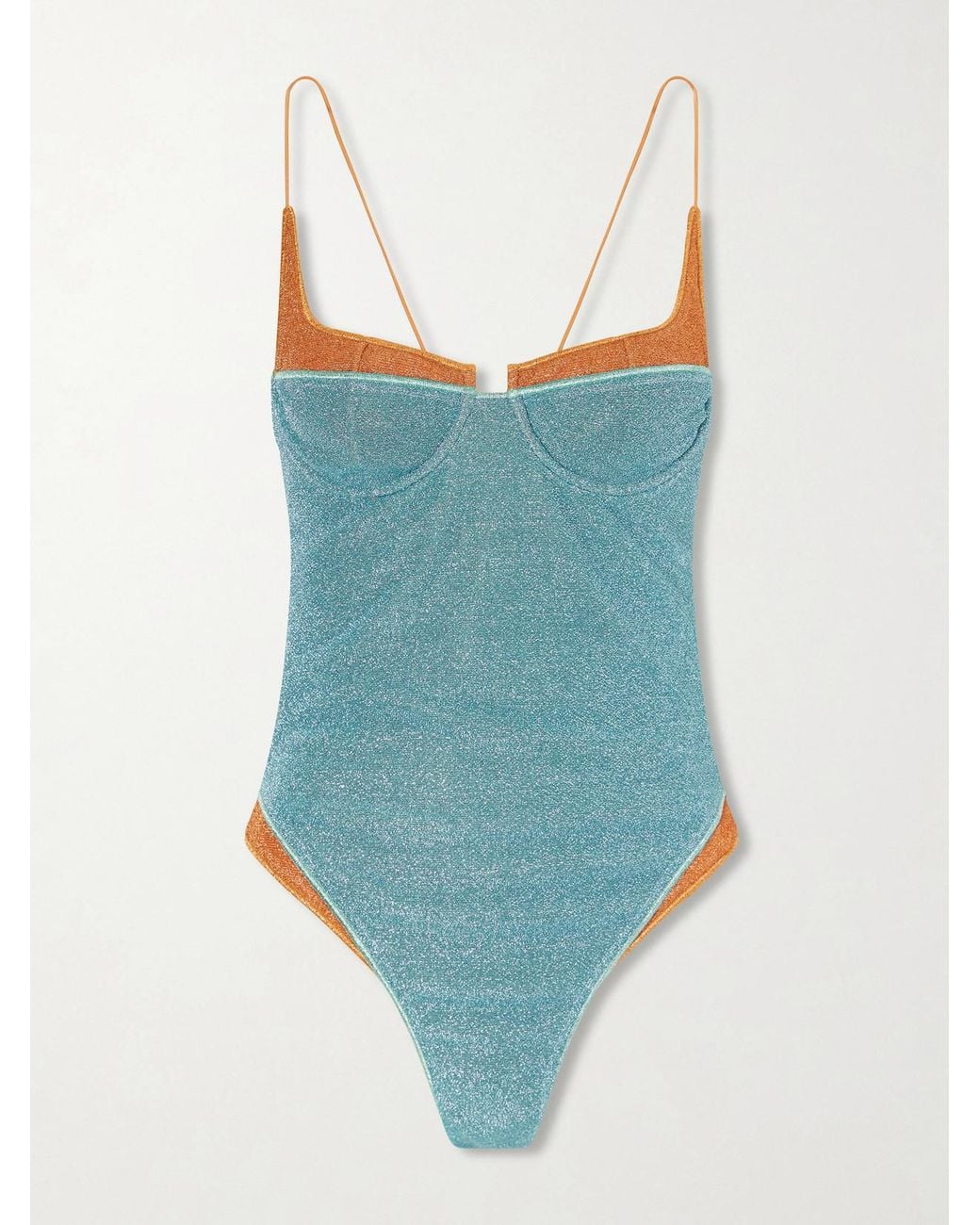 Oseree Blue Lumiere Double Metallic Balconette Swimsuit