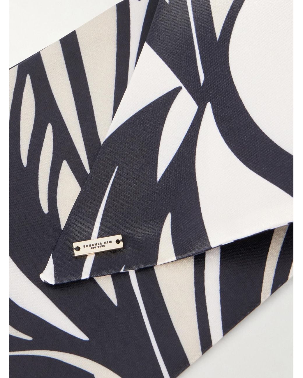 Eugenia Kim White Gigi Wave-Printed Satin Scarf