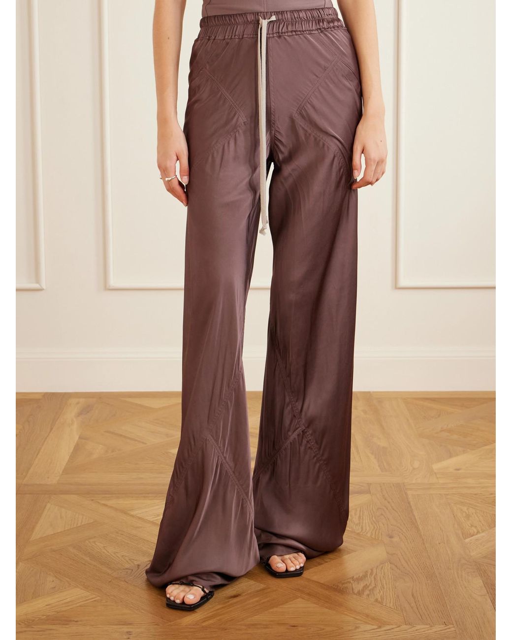 Rick Owens Brown Charmeuse Wide-Leg Pants