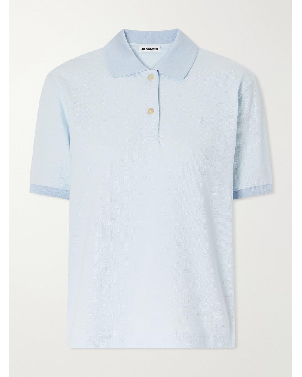 Jil Sander Blue Logo-Embroidered Cotton-Piqué Polo Shirt