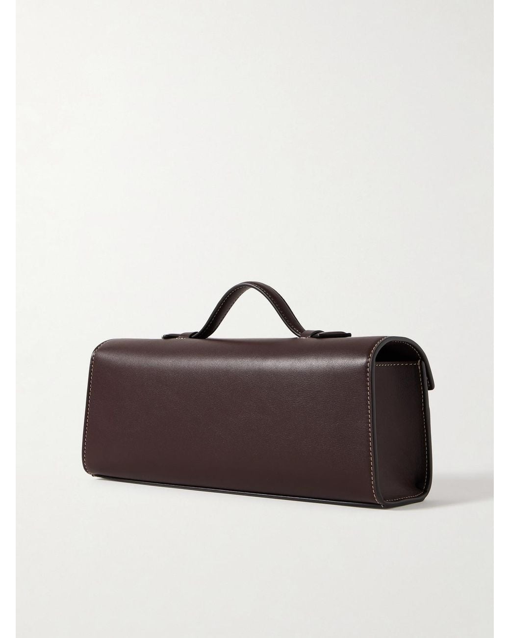 SAVETTE Brown Slim Symmetry Leather Top-Handle Bag