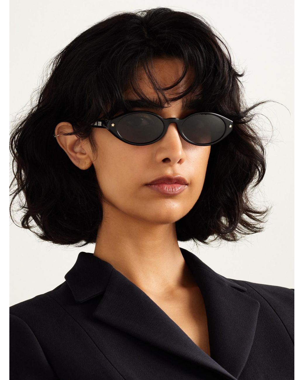 Dior Black Diorpacific R1I Oval-Frame Acetate Sunglasses