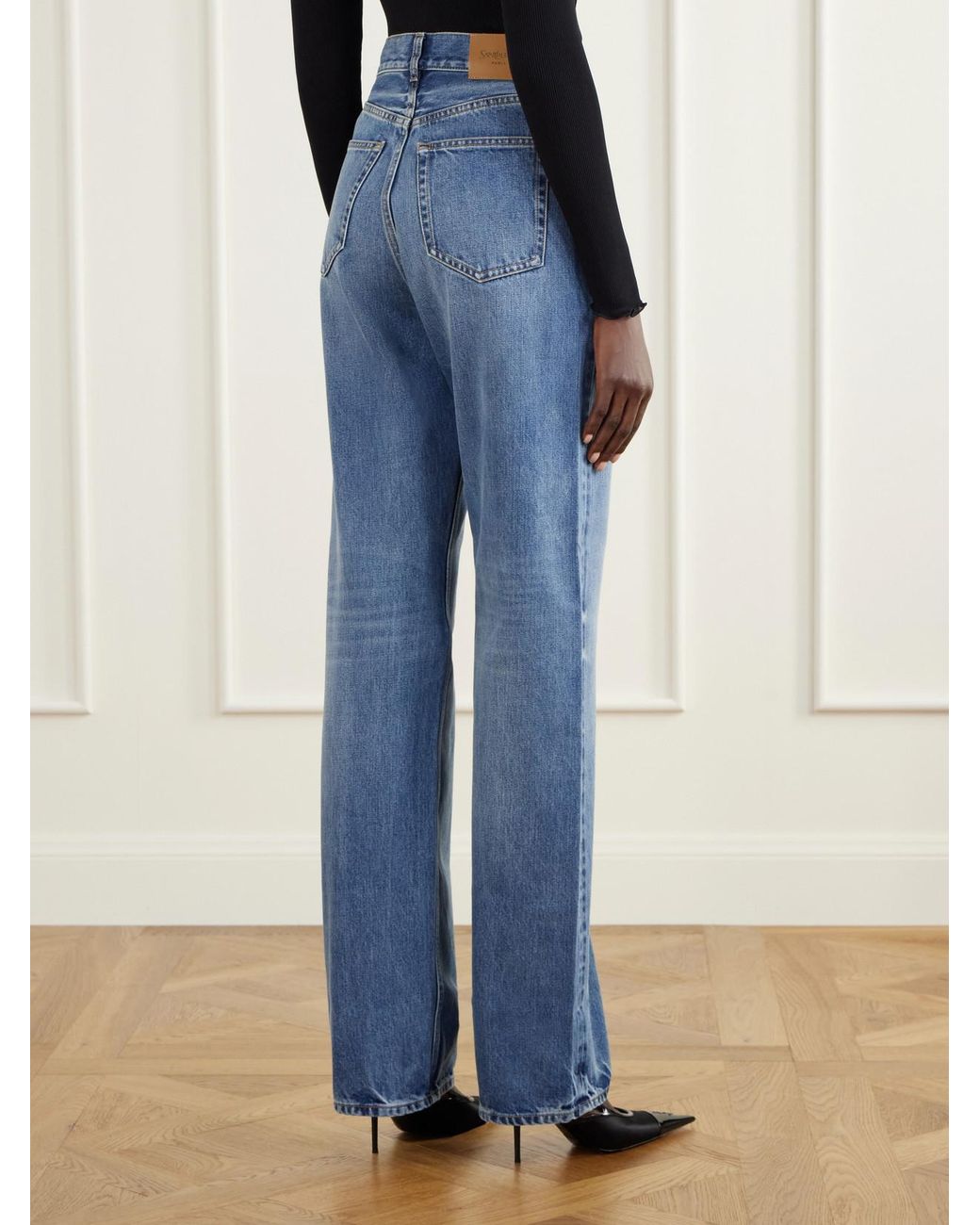 Saint Laurent Blue High-Rise Wide-Leg Jeans