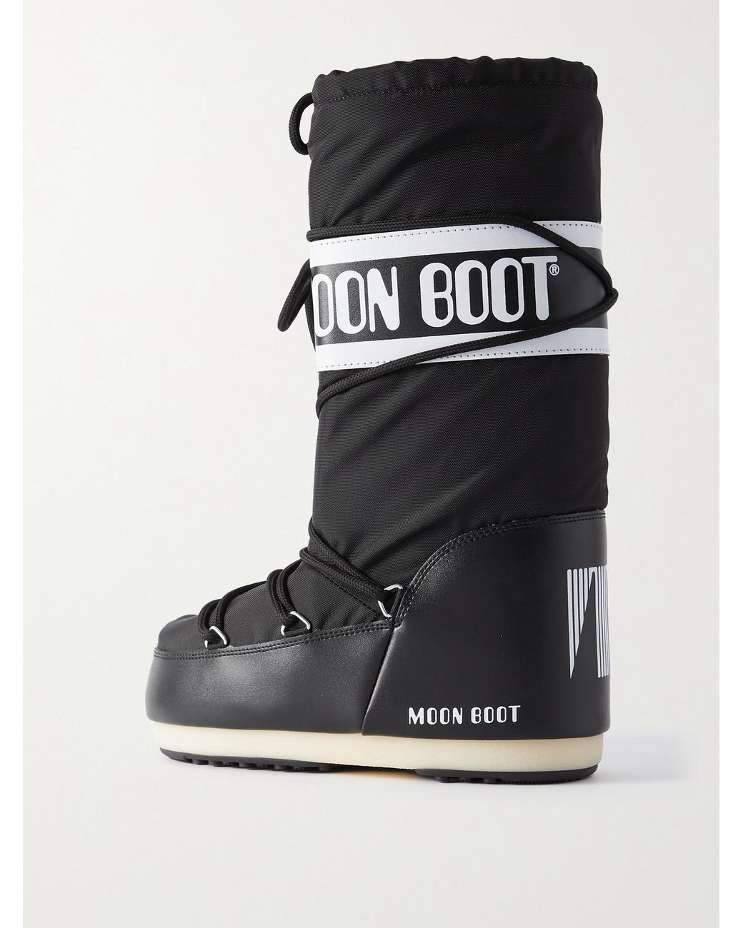 Moon Boot Black Icon Shell And Leather-Like Snow Boots