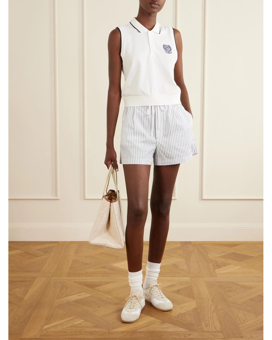 Polo Ralph Lauren White Wimbledon Logo-Embroidered Cotton-Blend Jersey Polo Vest