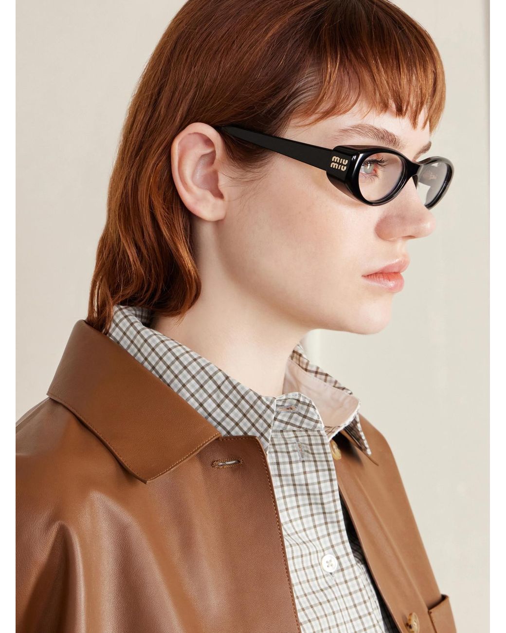 Miu Miu Black Cat-Eye Frame Acetate Optical Glasses