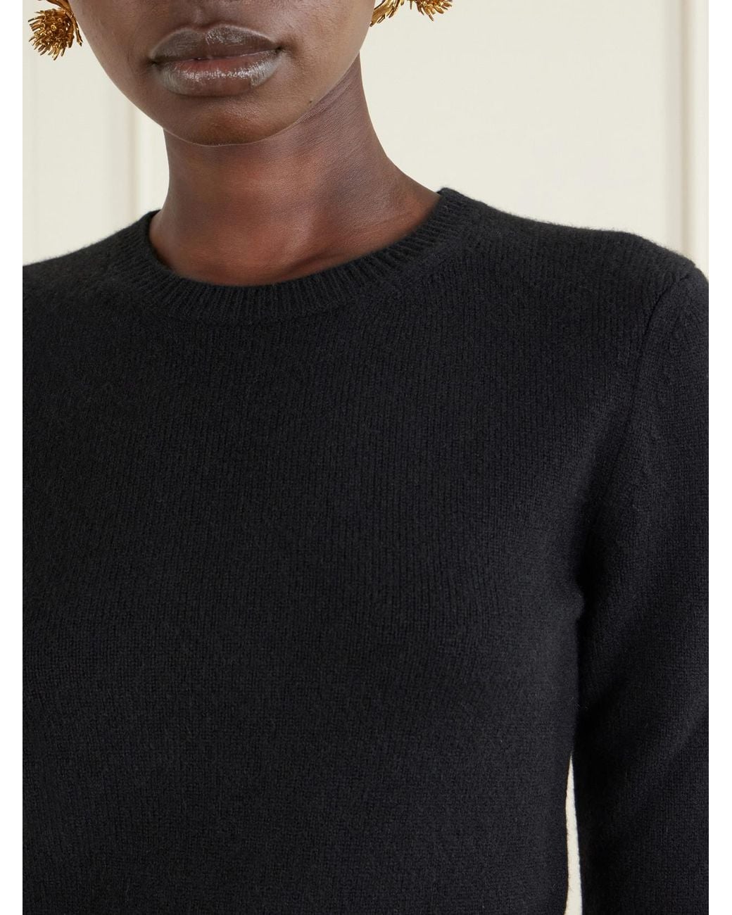 Saint Laurent Black Cropped Cashmere Sweater
