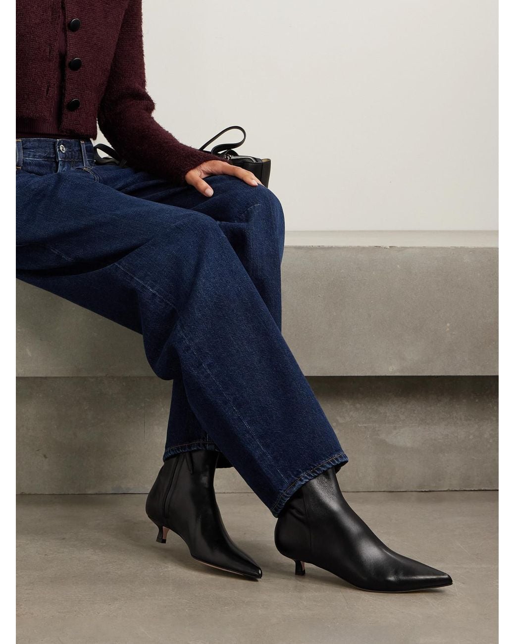 Aeyde Black Sofie Leather Ankle Boots