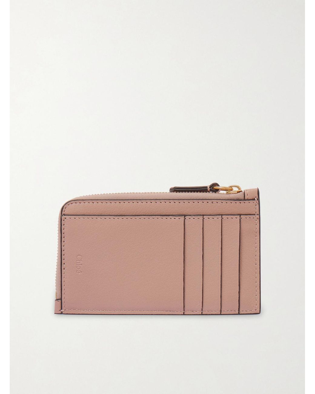 Chloé Pink Paddington Embellished Textured-Leather Cardholder